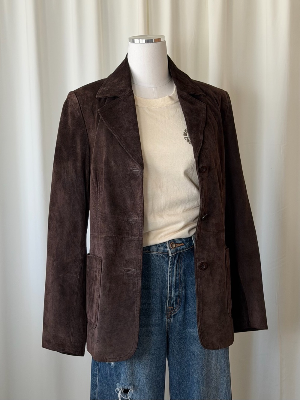 Vintage Y2K Bagatelle Brown Suede Leather Blazer Jacket Size 8. - Picture 5 of 14